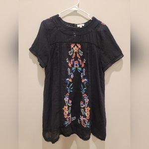 Umgee Black Floral Dress Size L